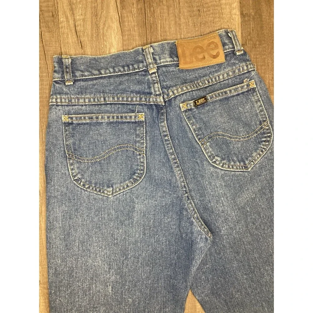Y2K Vtg Lee Riders Womens 9 High Rise Mom Straight Jeans Blue Denim 26x30 USA - Picture 3 of 7